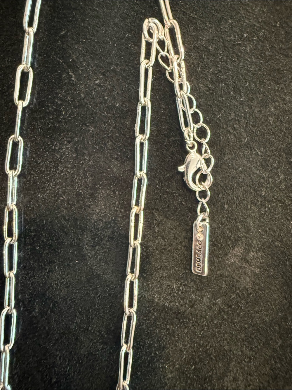 Silver Paperclip Link Necklace with Branded Tag